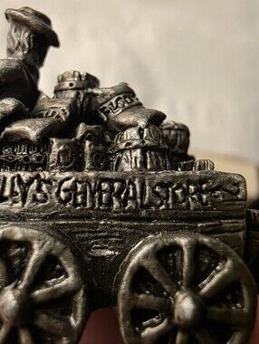 Tullys General Store Vintage  Pewter Wagon And 4 Figures